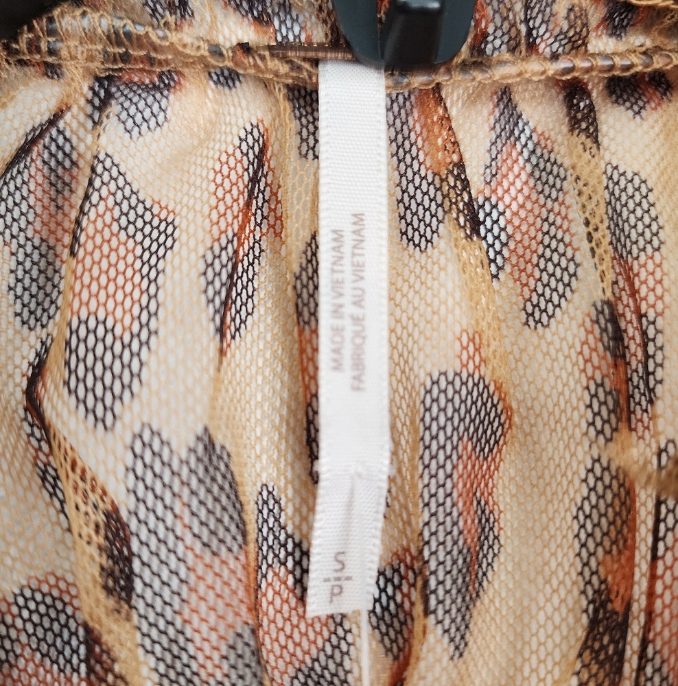 Free People Women's Leopard Print Smock Crop "Hello There" Sheer L/S Top, sz SM - Picture 3 of 12
